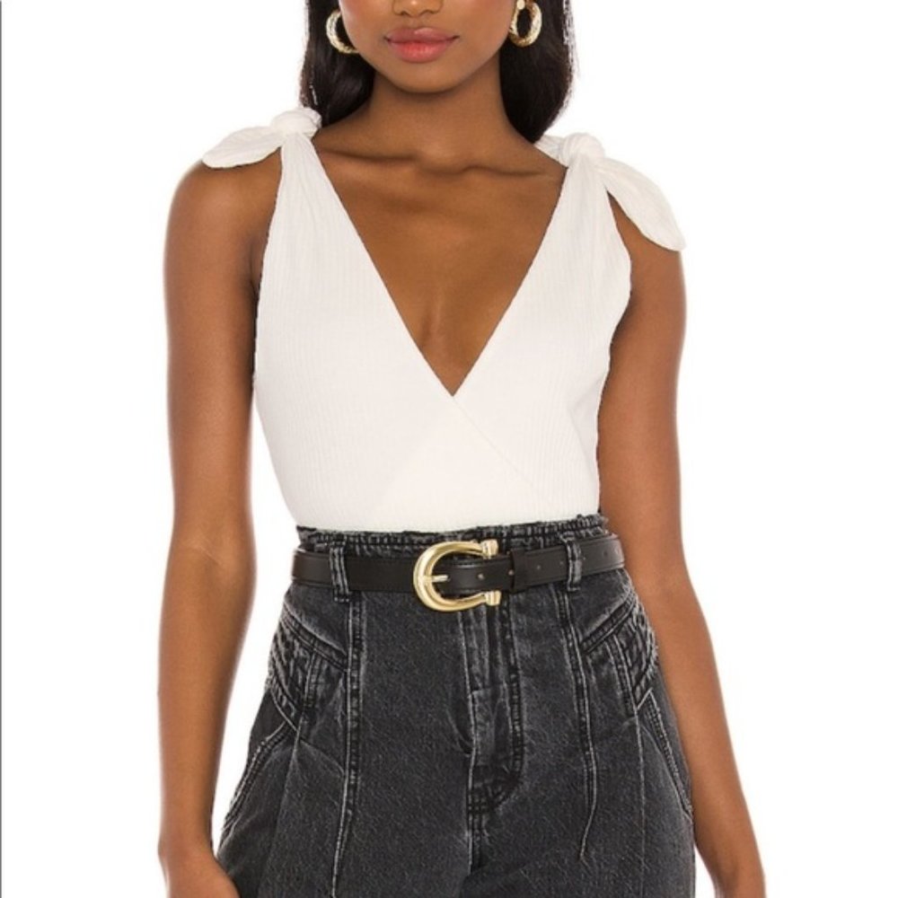 REVOLVE White Tie-Shoulder Ribbed Bodysuit